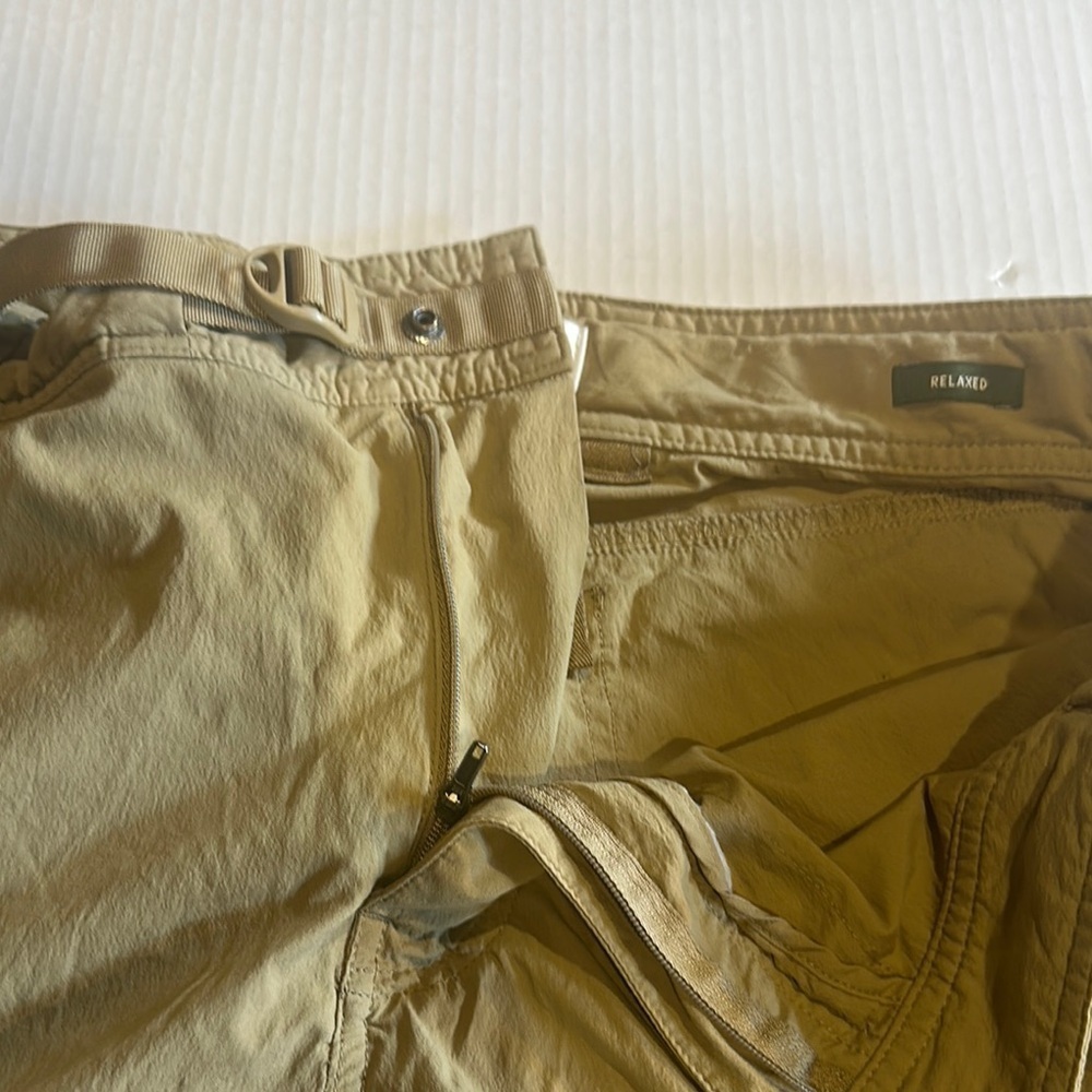 REI Relaxed Tan Cargo Pants with Relaxed Fit multiple pockets adjustable belt - Picture 12 of 14